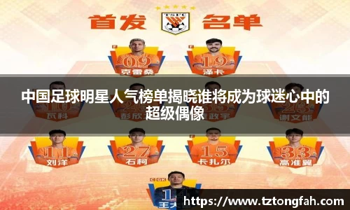 中国足球明星人气榜单揭晓谁将成为球迷心中的超级偶像